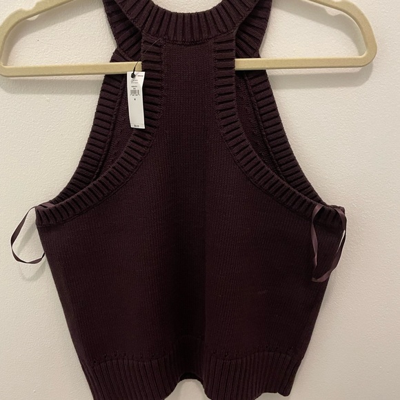 NWT Banana Republic M Dark Purple Racerback Knit Sweater - Picture 3 of 4